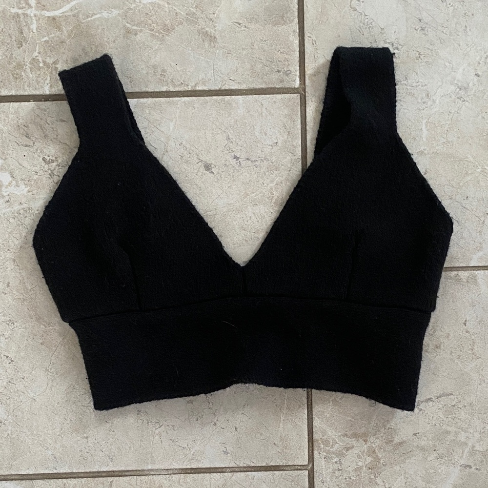 Zara Knit Black Ultra Crop Tank Top Small
